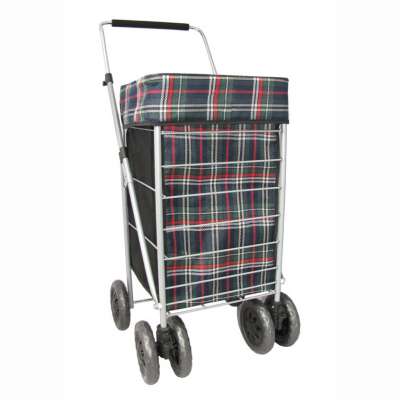 Fashion design reusable supermarket shopping cart bags with 6 wheels