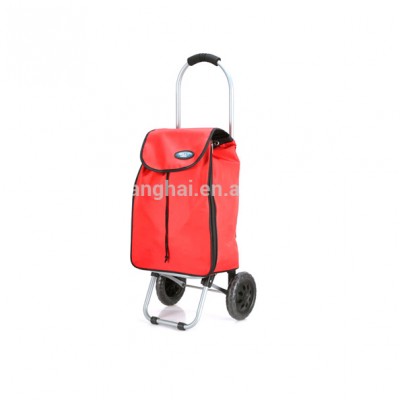 Wholesale cheap portable folding shopping trolley bag with 2 wheels