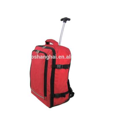 High quality carry on luggage travel trolley backpack bag with 2 wheels