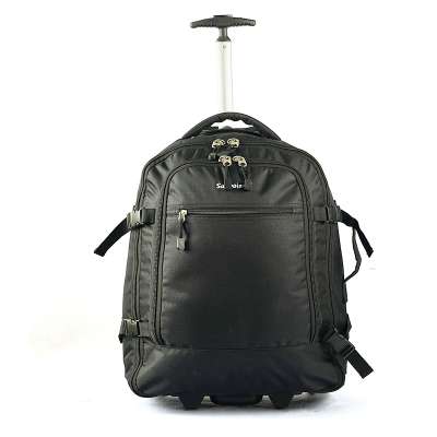 High quality travel trolley black backpack bag with wheels